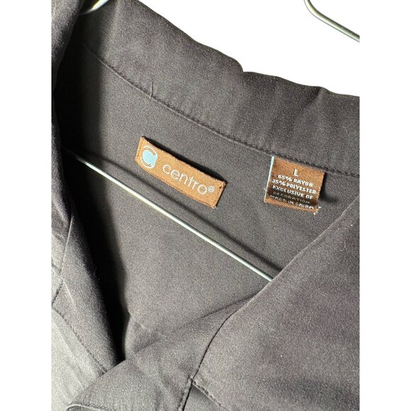 Centro Men's Size Large Matte Black and Blue Button-Down Hotel Car Vegas Shirt - Picture 4 of 4
